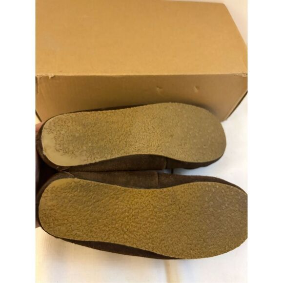 Minnetonka Brown Leather fur lined moccasin slippers size 6 women’s - Picture 5 of 5